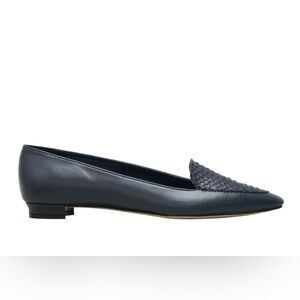 Manolo Blahnik Agos Leather & Snake Loafers in Navy